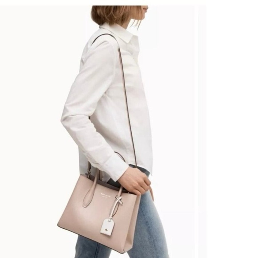 Kate Spade Eva Small Leather Satchel Crossbody Bag Purse Warm‎ Beige/Blush
